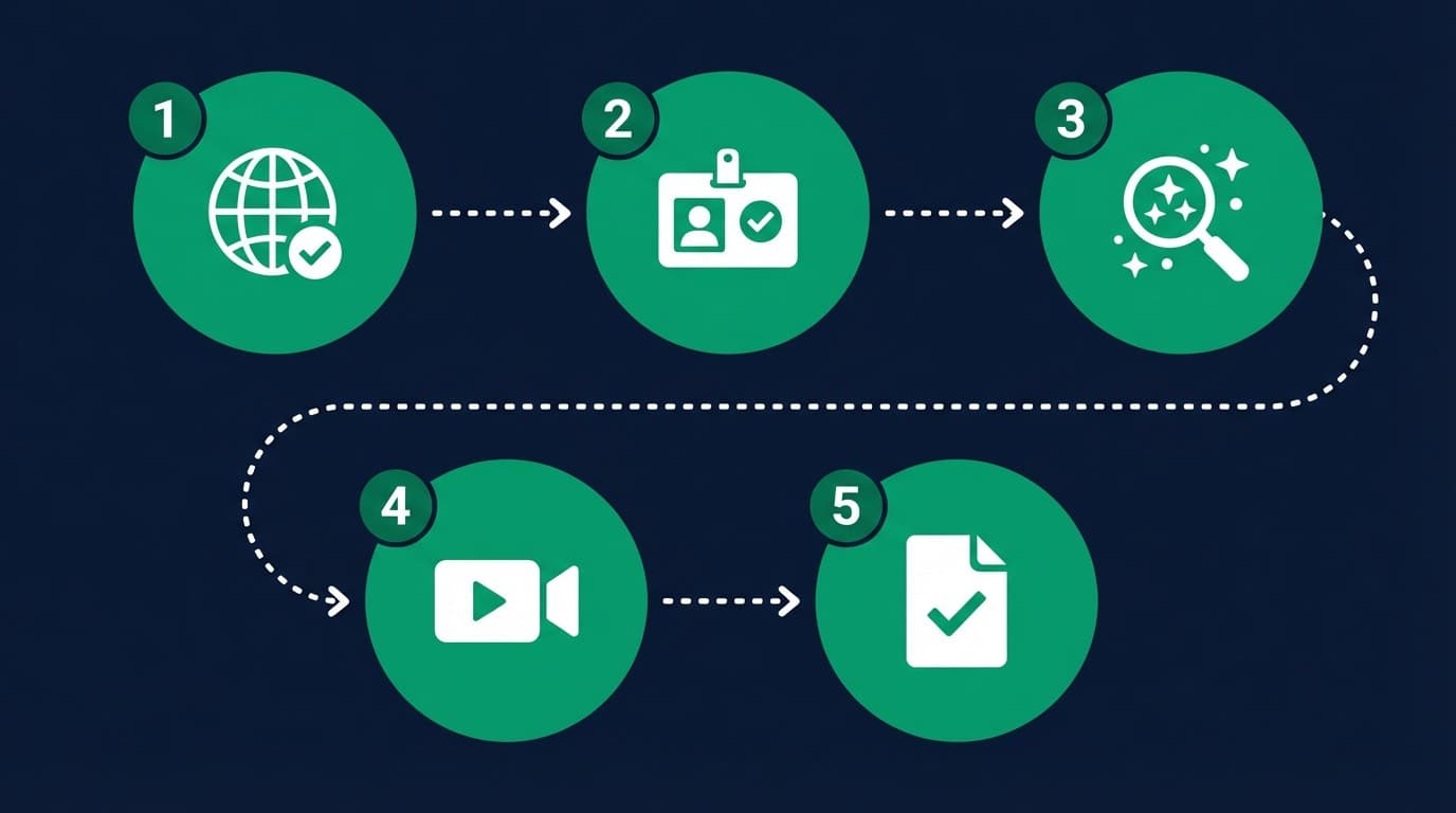 Infographie montrant les 5 étapes pour vérifier une clinique capillaire en Turquie — site JCI, Turkish Medical Council, avis Google, appel vidéo