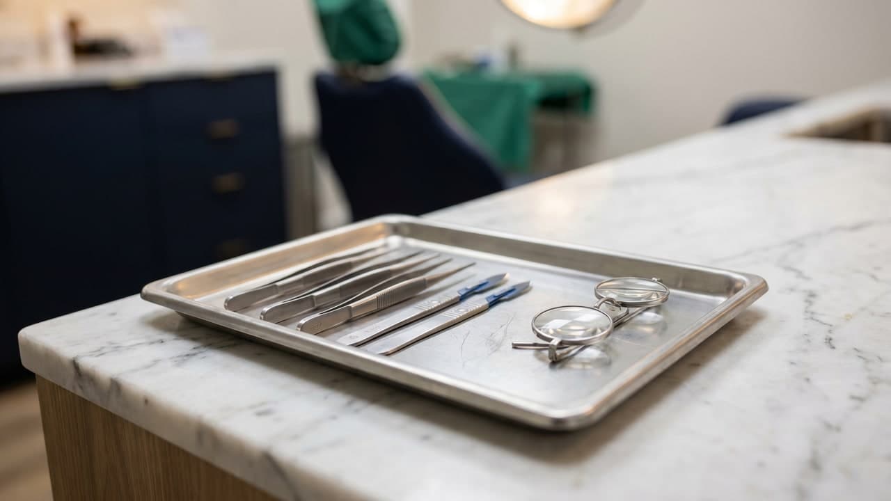 Instruments chirurgicaux pour greffe FUE Saphir adaptée aux cheveux crépus et afro