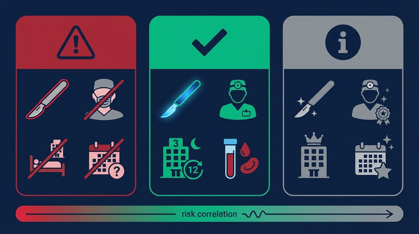 Prix greffe capillaire Turquie — Zones de risque | Renaissance Clinique Infographie des 3 zones de prix pour la greffe capillaire en Turquie — danger sous 1000€, optimal 1990-3990€, premium au-dessus de 5000€