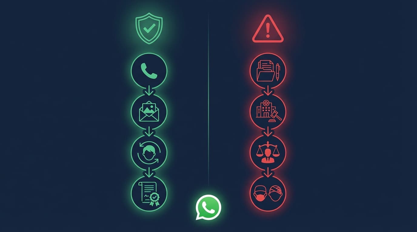 Recours greffe capillaire Turquie | Renaissance Clinique Infographie des étapes de recours en cas de greffe capillaire insatisfaisante en Turquie — contact clinique, diagnostic local, JCI, recours juridique