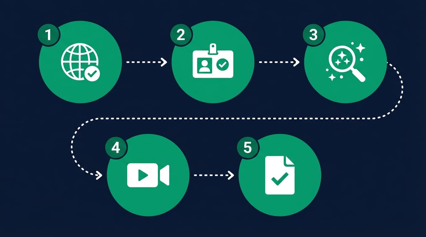 Comment vérifier une clinique capillaire en Turquie | Renaissance Clinique Infographie montrant les 5 étapes pour vérifier une clinique capillaire en Turquie — site JCI, Turkish Medical Council, avis Google, appel vidéo