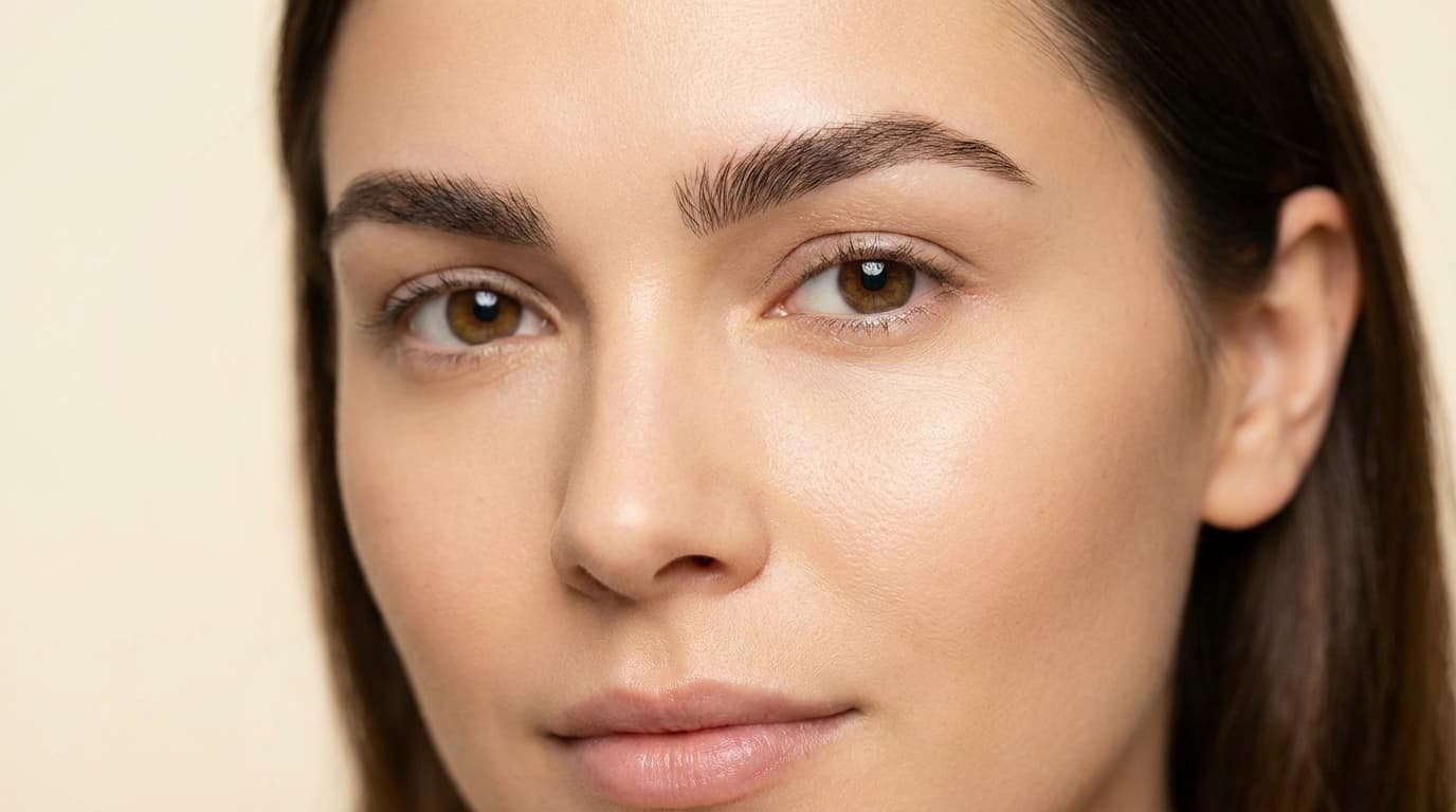 Résultat de greffe de sourcils en Turquie — Sourcils naturels et permanents | Renaissance Clinique Résultat de greffe de sourcils DHI à Istanbul montrant des sourcils denses, naturels et parfaitement dessinés après implantation poil par poil au stylo Choi