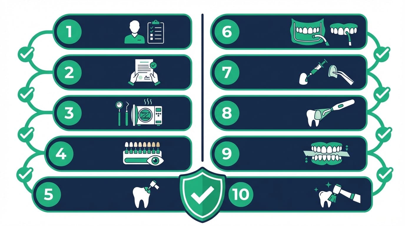 Checklist sécurité facettes Turquie | Renaissance Clinique Checklist de sécurité patient pour facettes dentaires en Turquie — 10 points de vérification avant intervention
