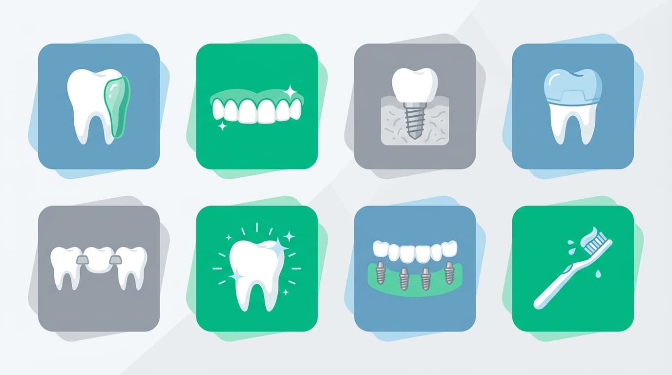 Soins Dentaires Disponibles en Turquie — Infographie | Renaissance Clinique Infographie des types de soins dentaires disponibles en Turquie : facettes, Hollywood Smile, implants, couronnes, bridges, blanchiment, All-on-4, soins généraux