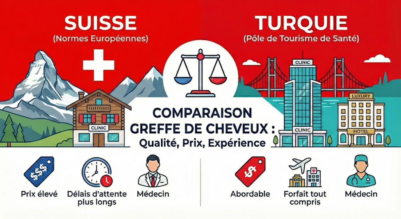Greffe de Cheveux Turquie vs Suisse : Prix en CHF et Retour d'Expérience