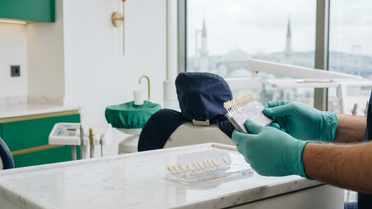Facettes dentaires E.max et nuancier dans une clinique dentaire premium à Istanbul — Renaissance Clinique