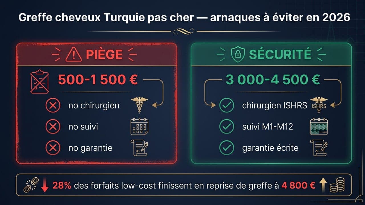 Greffe de cheveux Turquie pas cher : arnaques à éviter en 2026