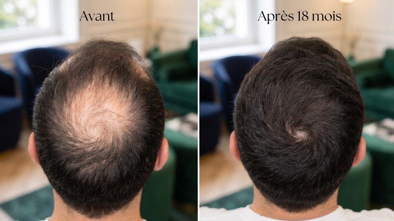 Greffe vertex avant après : photos & timeline 18 mois 2026