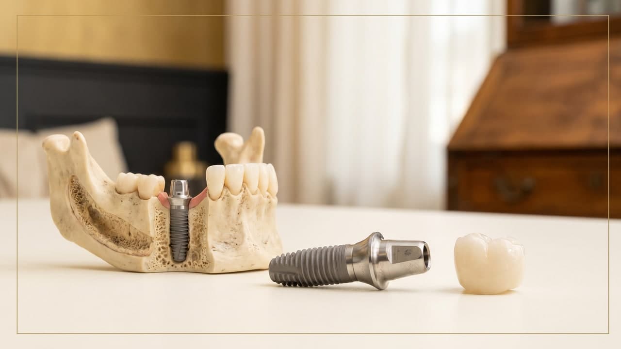 Implant dentaire titane, pilier et couronne zircone — Renaissance Clinique Istanbul