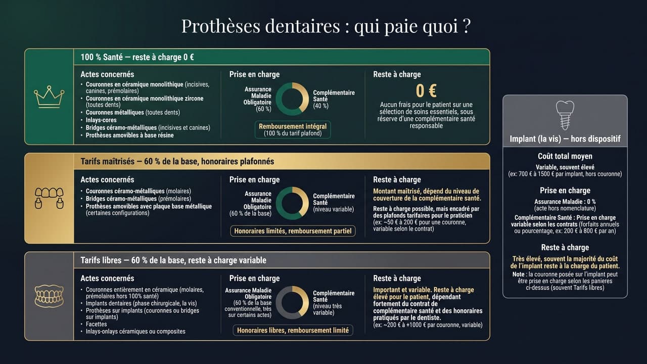 Prothèses dentaires et implants : ce que remboursent la CPAM et la mutuelle