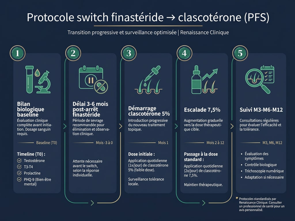 Protocole en 5 étapes Renaissance Clinique — switch sécurisé finastéride vers <a href=