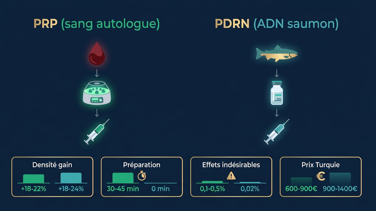 Comparaison PRP vs polynucléotides PDRN : préparation, mécanisme, efficacité et prix Turquie 2026