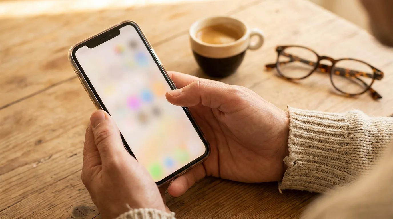 Patient écrivant son premier message WhatsApp à Renaissance Clinique depuis son téléphone