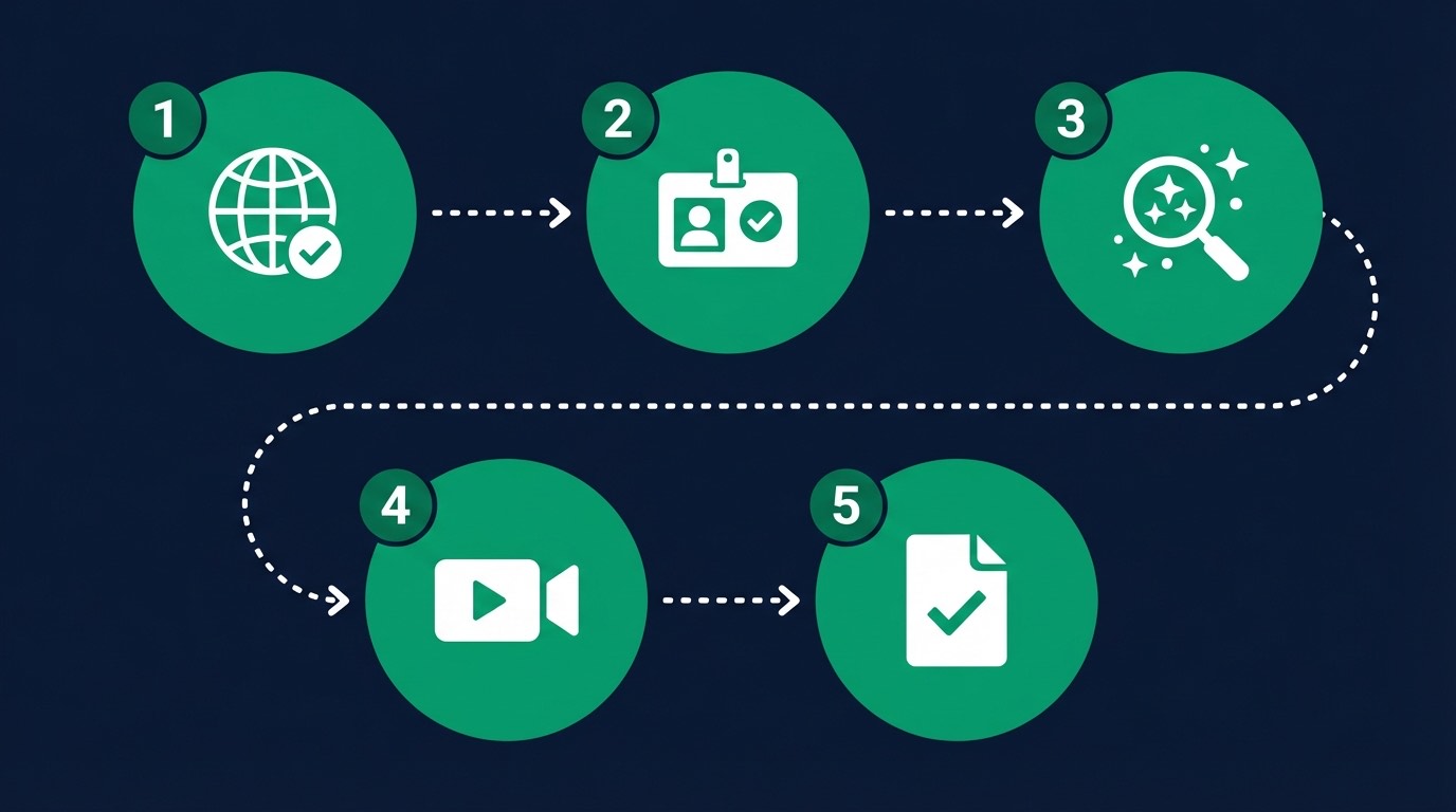 Infographie montrant les 5 étapes pour vérifier une clinique capillaire en Turquie — site JCI, Turkish Medical Council, avis Google, appel vidéo