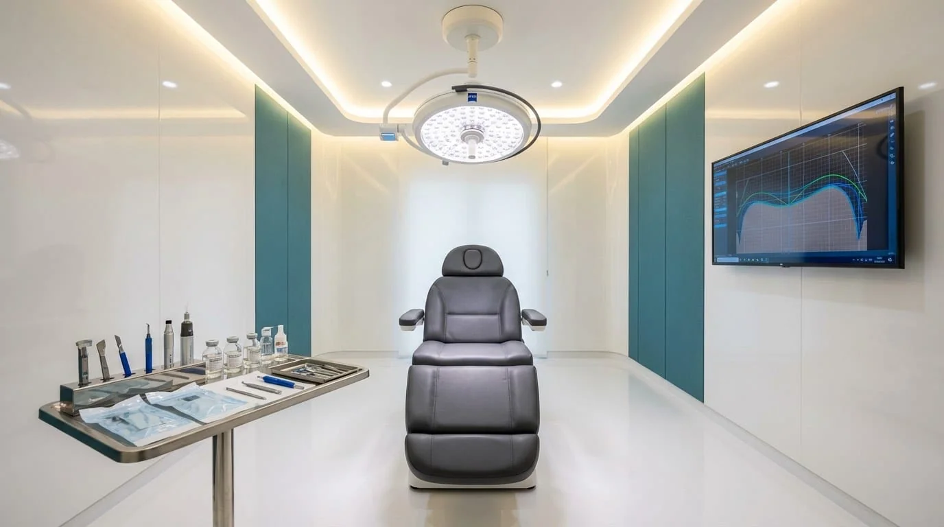 Meilleure Clinique de Greffe de Cheveux en Turquie — 7 Critères pour Choisir | Renaissance Clinique Intérieur premium d'une clinique de greffe de cheveux sérieuse à Istanbul : équipements de dernière génération, salle d'opération stérile et technologie saphir