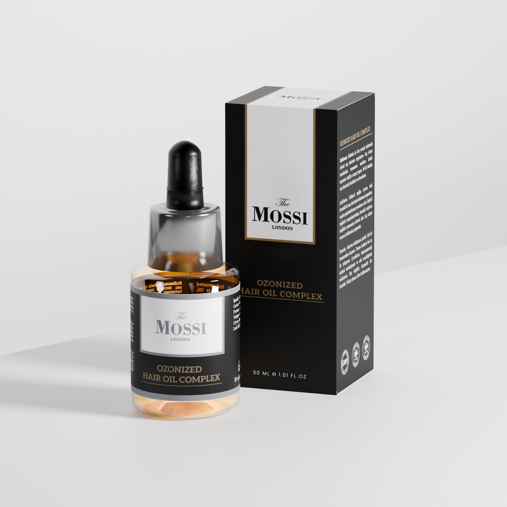 Ozonized Hair Oil Complex — produit du Kit Mossi London pour soins post-greffe capillaire