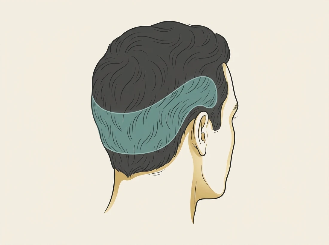 Zone donneuse en greffe de cheveux — la couronne occipitale et temporale, génétiquement résistante à la chute, d'où sont prélevés les greffons