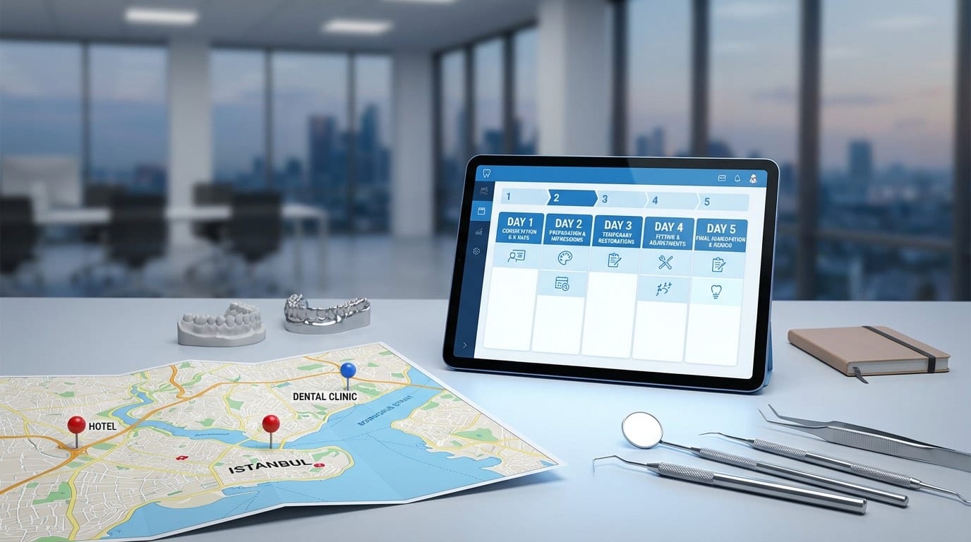 Planning traitement dentaire Istanbul — Nombre de séances | Renaissance Clinique Planning de traitement dentaire à Istanbul : calendrier type selon le nombre de séances nécessaires