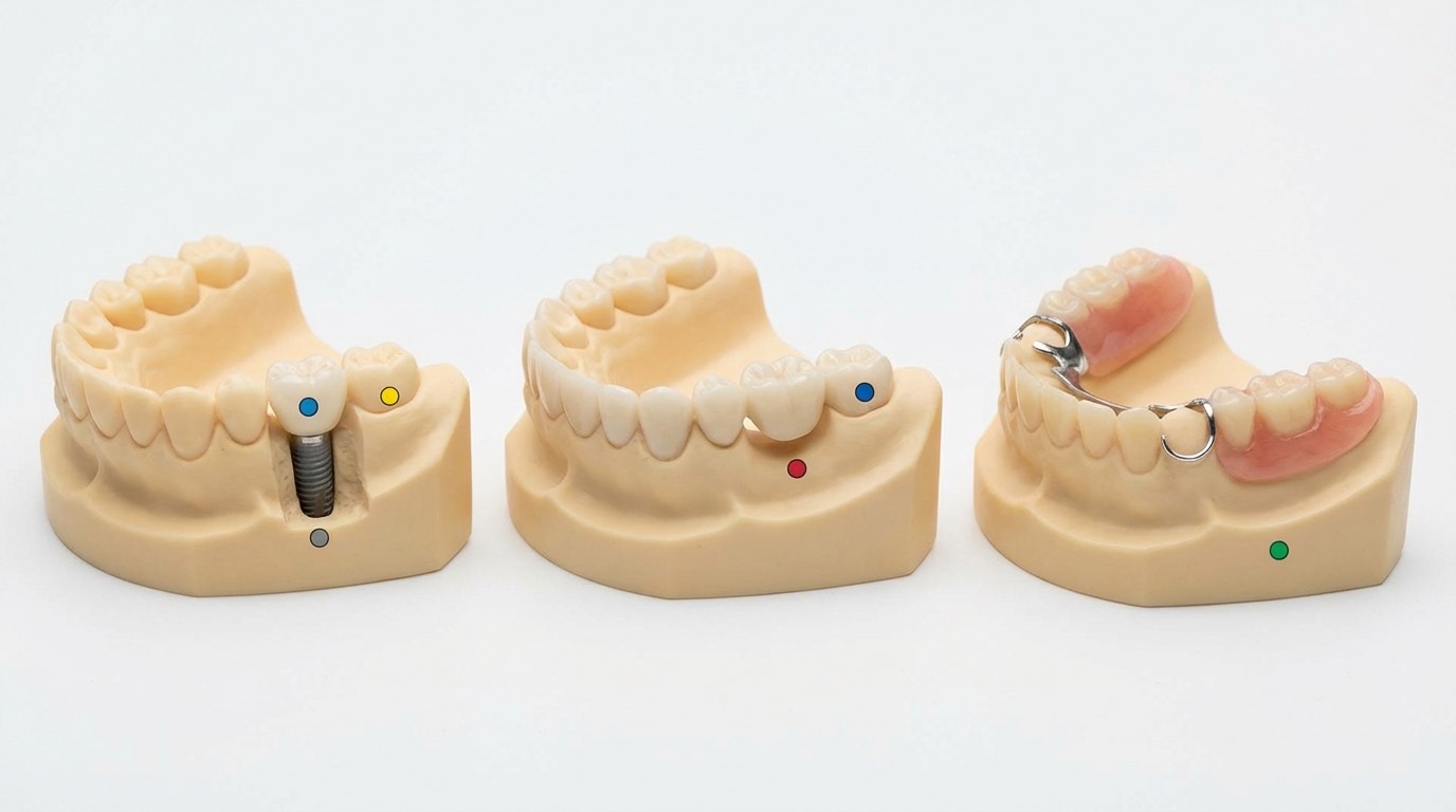 Dent manquante — 3 solutions comparées à Istanbul | Renaissance Clinique Dent manquante : comparatif implant, bridge et prothèse amovible dans une clinique dentaire à Istanbul