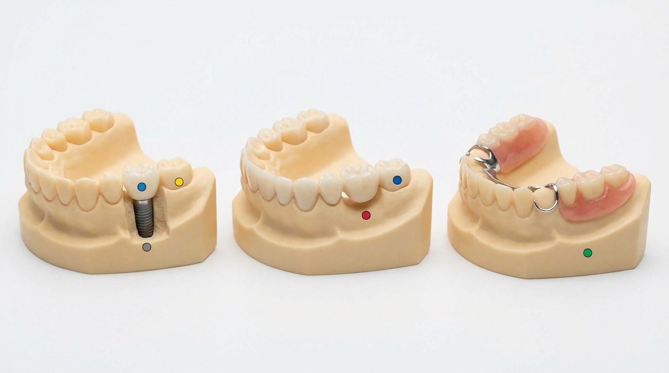 Dent manquante : comparatif implant, bridge et prothèse amovible dans une clinique dentaire à Istanbul