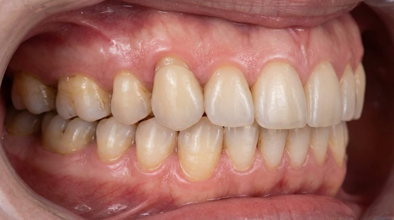 Implants dentaires avant-après : documentation en 3 étapes, de la dent manquante au résultat final | Renaissance Clinique Résultats avant-après d'implants dentaires en Turquie : trois étapes — dent manquante (avant), implant posé avec couronne provisoire (J+7), couronne zircone définitive (6 mois) — documentation radiographique et photographique complète