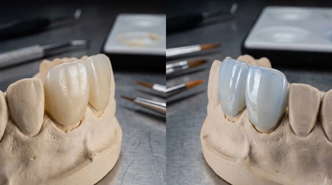 Vue microscopique des facettes composites et céramiques : texture, translucidité et qualité de surface