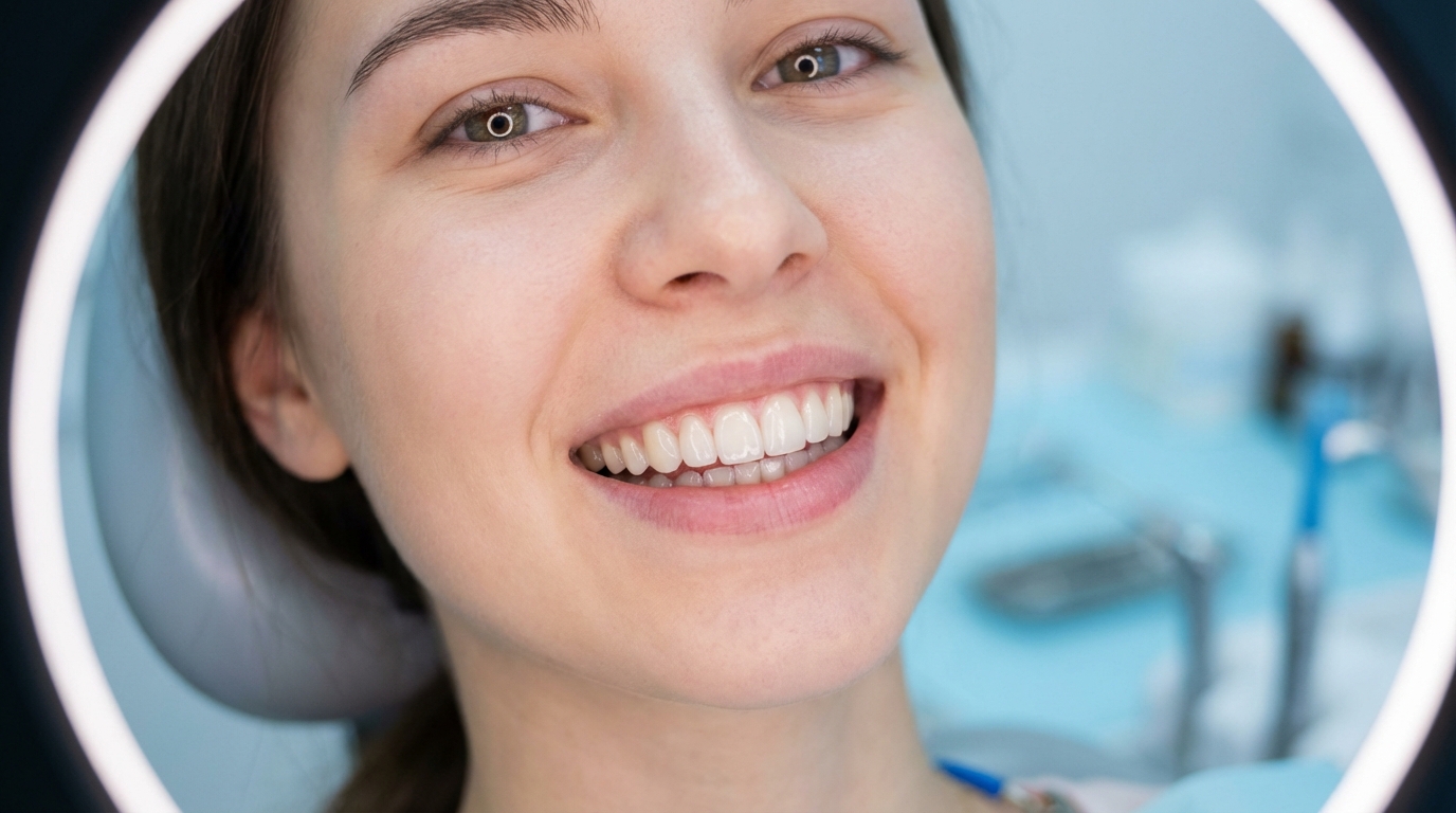 Facettes dentaires E-Max : sourire naturel avec facettes en céramique ultrafine posées sur les dents supérieures