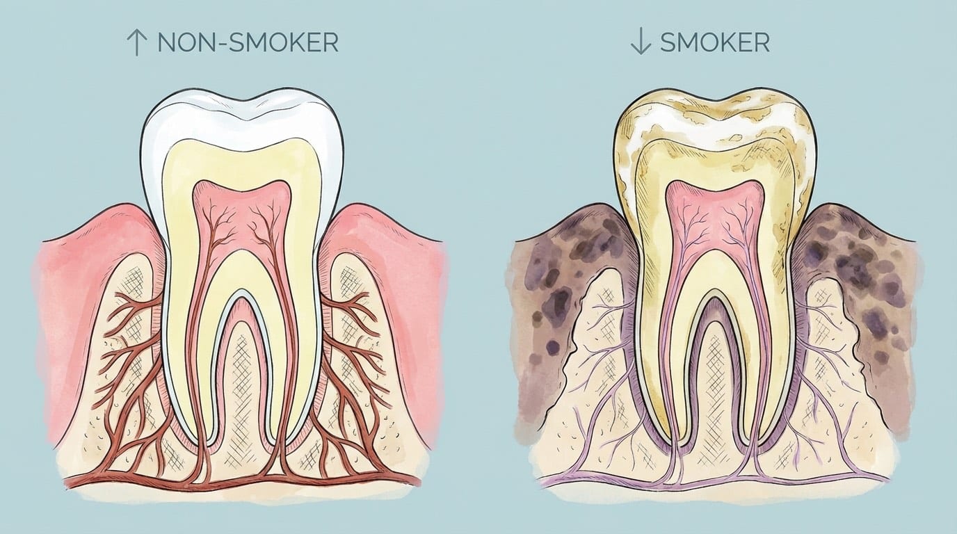 Impact du tabac sur la santé dentaire : décoloration, parodontite et risques d'échec implantaire