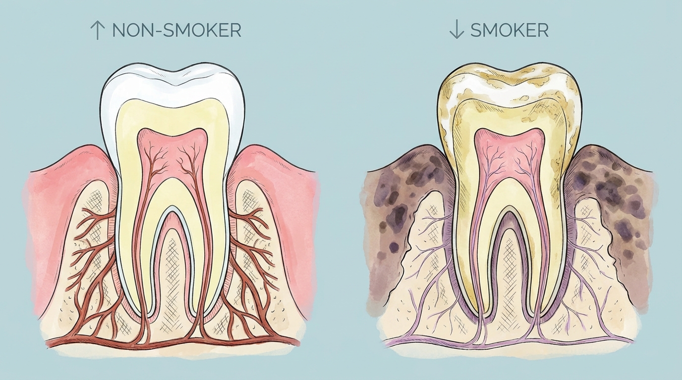 Impact du tabac sur la santé dentaire : décoloration, parodontite et risques d'échec implantaire