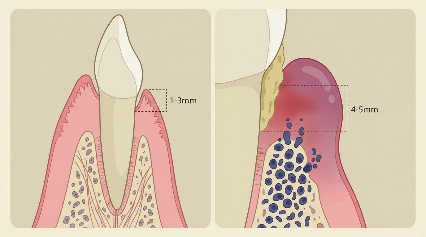 Anatomie de la gingivite : stades d'inflammation gingivale de la gingivite légère à la parodontite