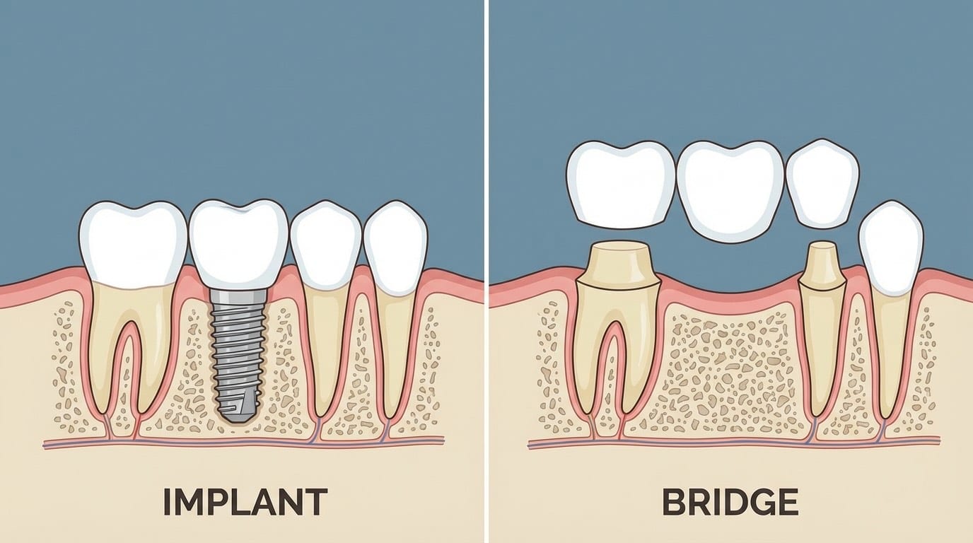 Implant vs Bridge dentaire — Quelle solution choisir ? | Renaissance Clinique Implant vs bridge dentaire : comparaison complète pour remplacer une dent manquante