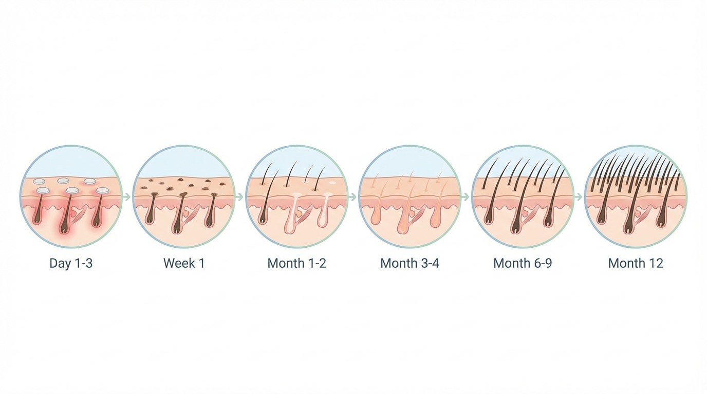Calendrier de récupération après greffe de cheveux : J0 à J12 mois — Renaissance Clinique Istanbul