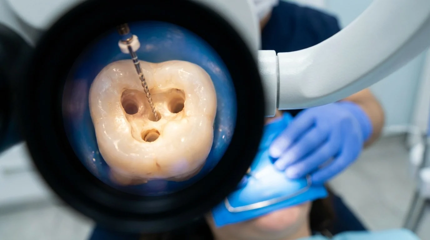 Traitement de canal sous microscope opératoire : vision agrandie des canaux radiculaires pour une précision optimale